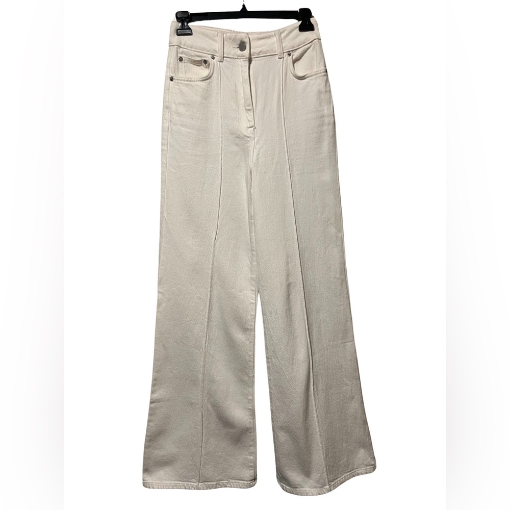 Reiss Simone High Waist Wide Leg Jean, White, 25